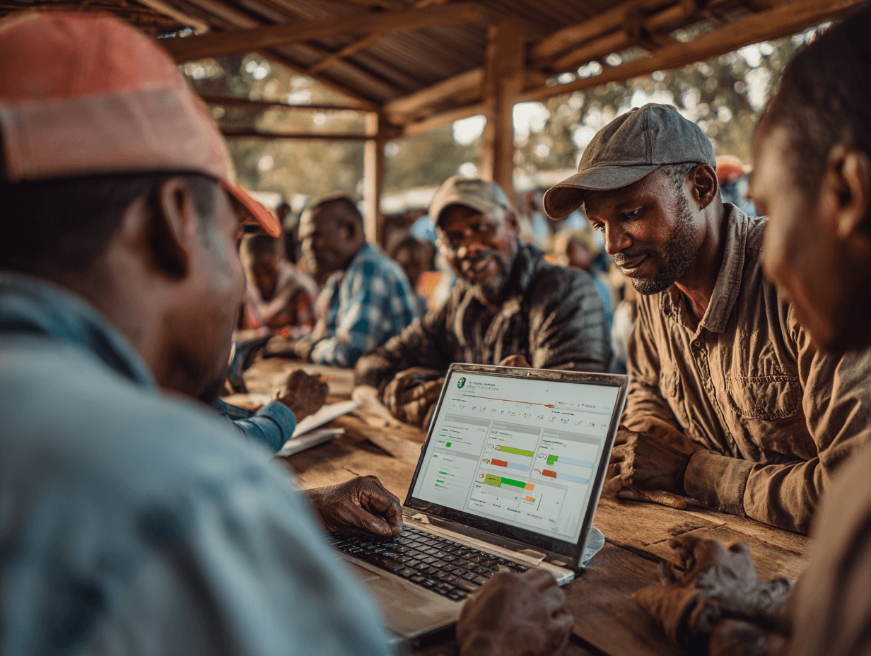 Financial partners reviewing app-captured ShambaScore evidence